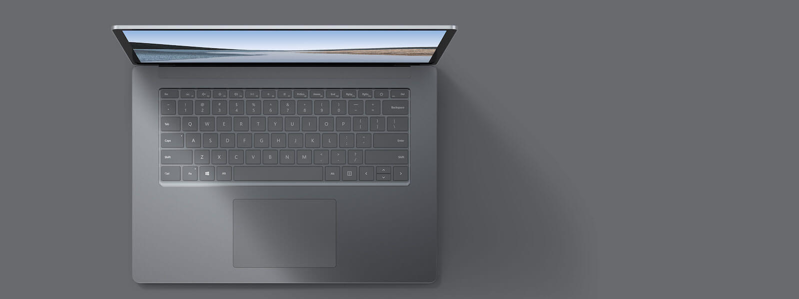 亮铂金 15 英寸 Surface Laptop 3 俯视图