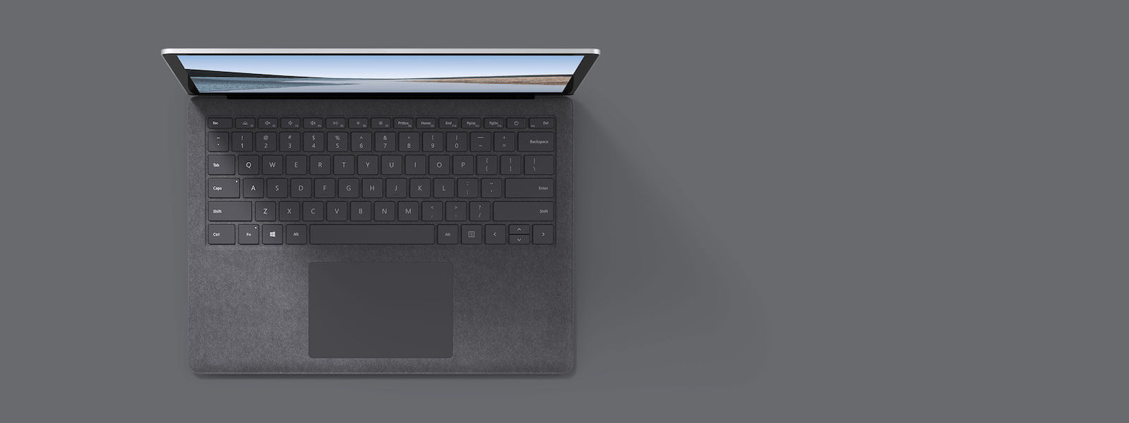亮铂金 13.5 英寸 Surface Laptop 3 俯视图