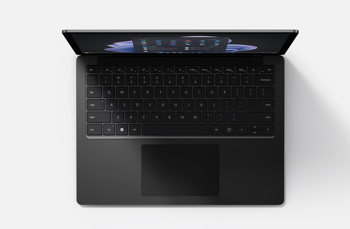 Surface Laptop 5 商用版自顶向下的视图。