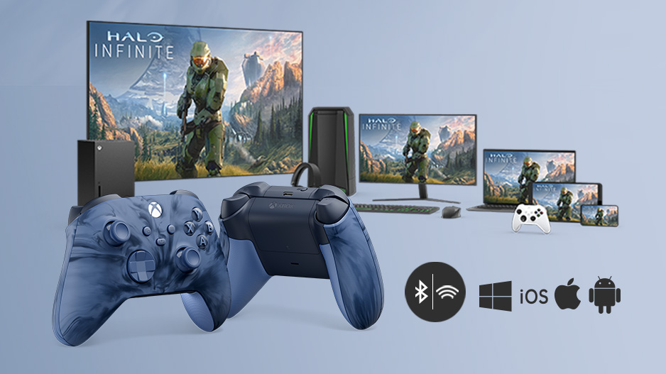 Xbox 无线控制器 -《风暴蓝》特别版 与Xbox游戏无线蓝牙畅连
