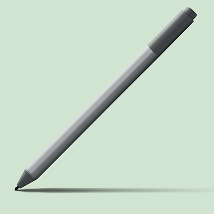 一支亮铂金 Surface 触控笔。