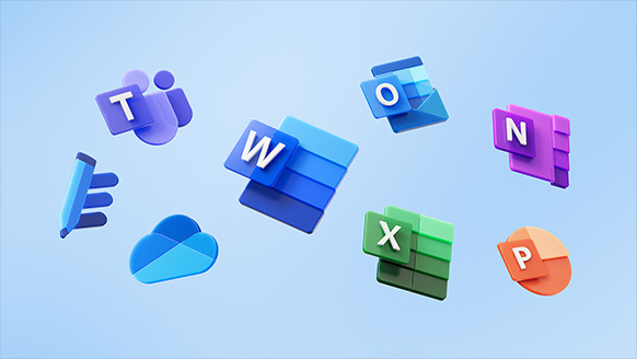 Microsoft 365 应用程序包括 Word、Excel、PowerPoint、Teams、Outlook、OneDrive、OneNote 和 Editor。