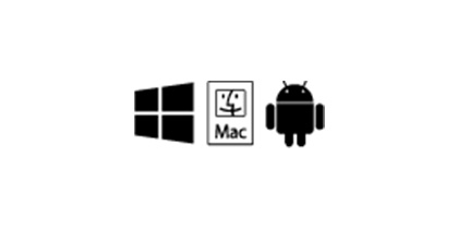 Windows、MacOS 及 Android 图标。