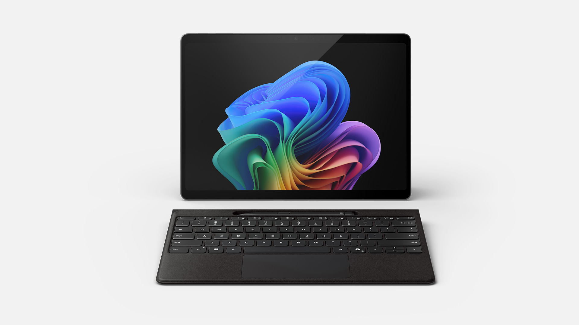 Surface Pro 黑色商用版, Windows 11 AI PC搭配Surface Pro Flex键盘正面展示